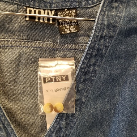 Vintage 90's New Denim Vest Women's Long Jean Vest Western Blue Pockets Size M - Picture 12 of 12